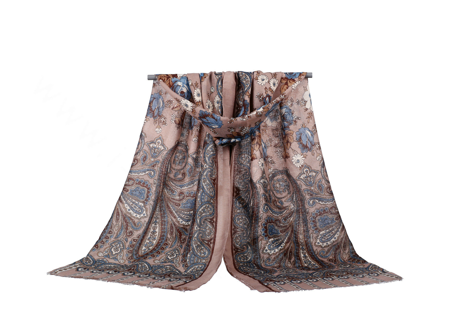 Unique Print Scarf Shawls Women Winter Warm Cotton Panties 180*90CM - Beige