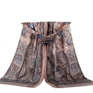 Unique Print Scarf Shawls Women Winter Warm Cotton Panties 180*90CM - Beige