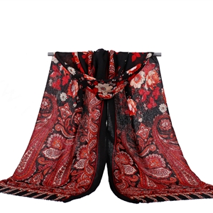Unique Print Scarf Shawls Women Winter Warm Cotton Panties 180*90CM - Black