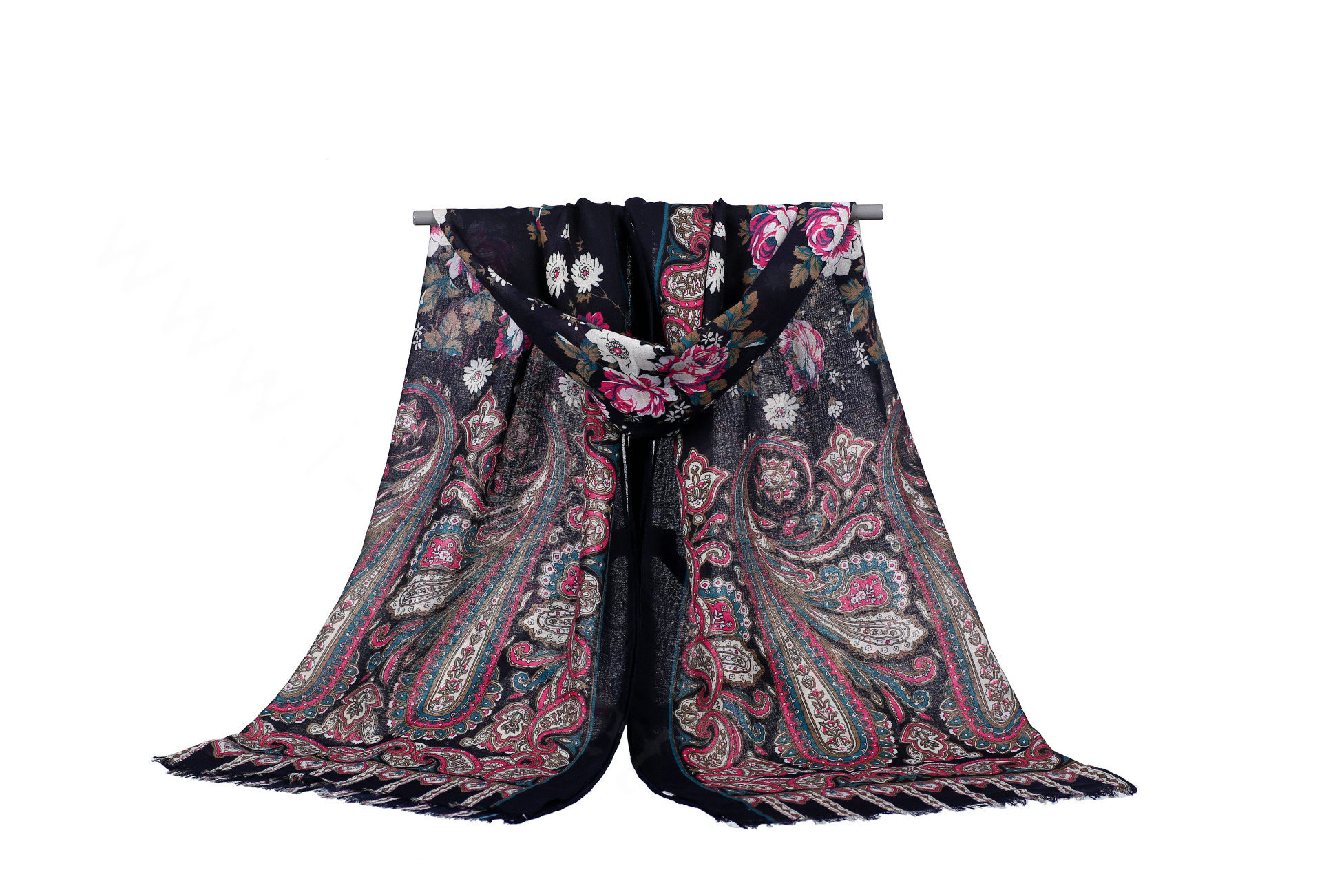 Unique Print Scarf Shawls Women Winter Warm Cotton Panties 180*90CM - Blue
