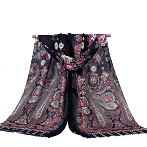 Unique Print Scarf Shawls Women Winter Warm Cotton Panties 180*90CM - Blue