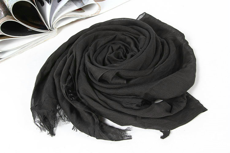 Unique Solid Scarf Shawls Women Winter Warm Cotton Panties 190*60CM - Black