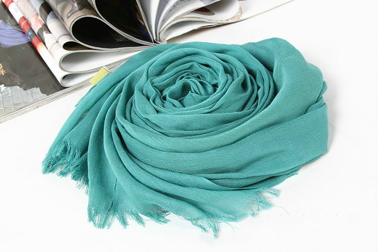 Unique Solid Scarf Shawls Women Winter Warm Cotton Panties 190*60CM - Blue