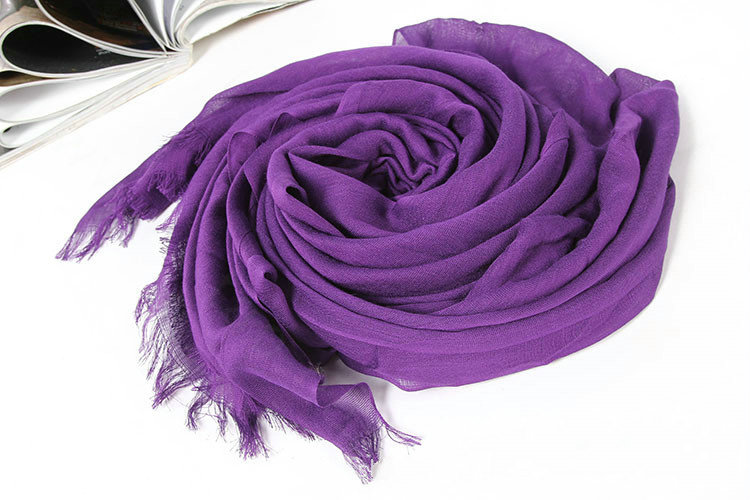 Unique Solid Scarf Shawls Women Winter Warm Cotton Panties 190*60CM - Purple
