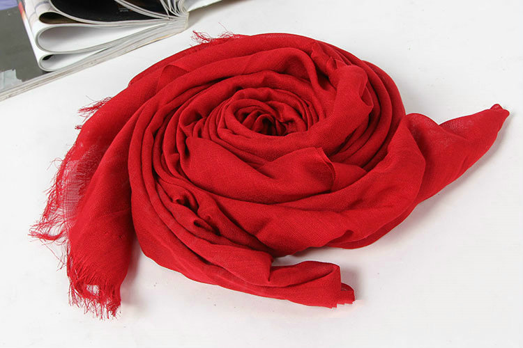 Unique Solid Scarf Shawls Women Winter Warm Cotton Panties 190*60CM - Red