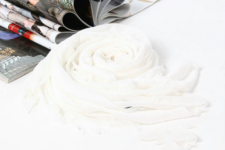 Unique Solid Scarf Shawls Women Winter Warm Cotton Panties 190*60CM - White
