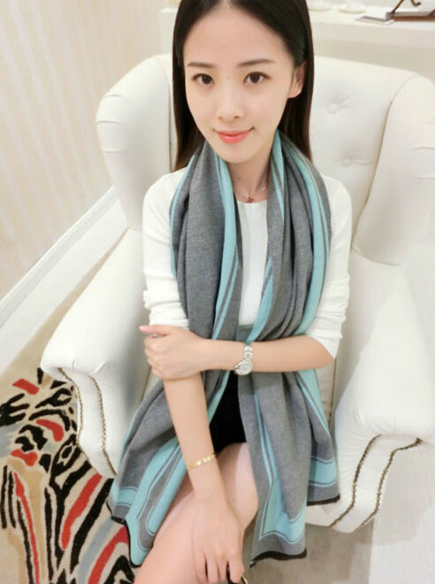 Unique Unisex Scarf Shawl Winter Warm Cashmere Solid Panties 190*60CM - Grey