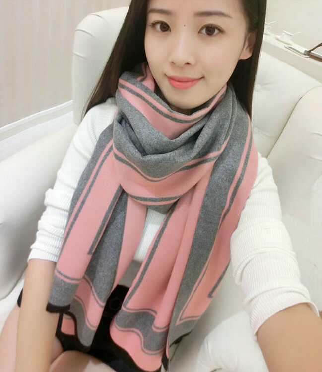Unique Unisex Scarf Shawl Winter Warm Cashmere Solid Panties 190*60CM - Pink
