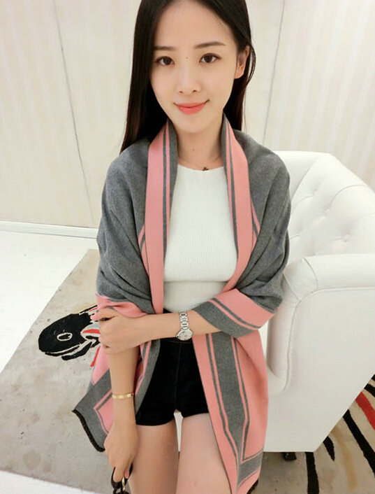 Unique Unisex Scarf Shawl Winter Warm Cashmere Solid Panties 190*60CM - Pink