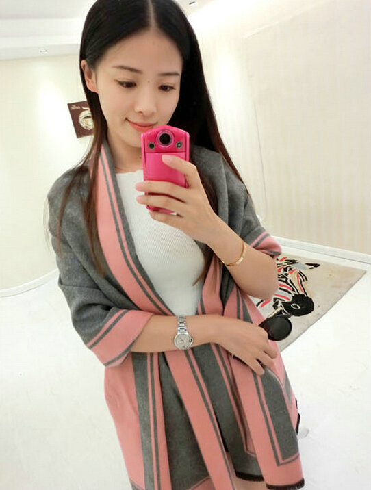 Unique Unisex Scarf Shawl Winter Warm Cashmere Solid Panties 190*60CM - Pink