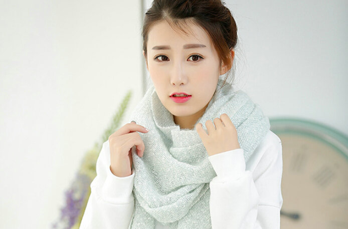 Unique Women Tassels Scarf Shawl Winter Warm Cashmere Solid Panties 215*65CM - Blue