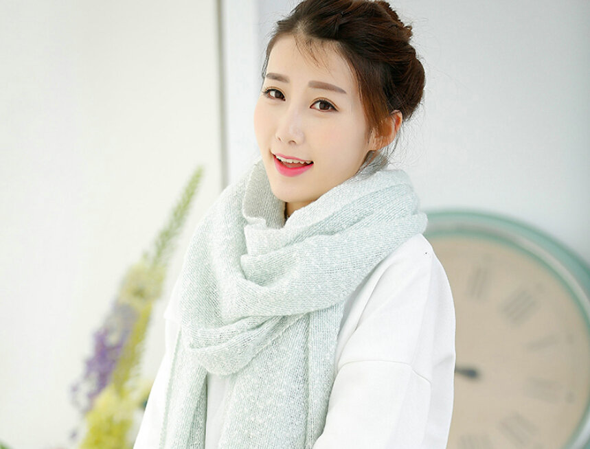 Unique Women Tassels Scarf Shawl Winter Warm Cashmere Solid Panties 215*65CM - Blue