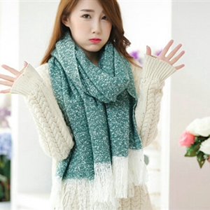 Unique Women Tassels Scarf Shawl Winter Warm Cashmere Solid Panties 215*65CM - Green