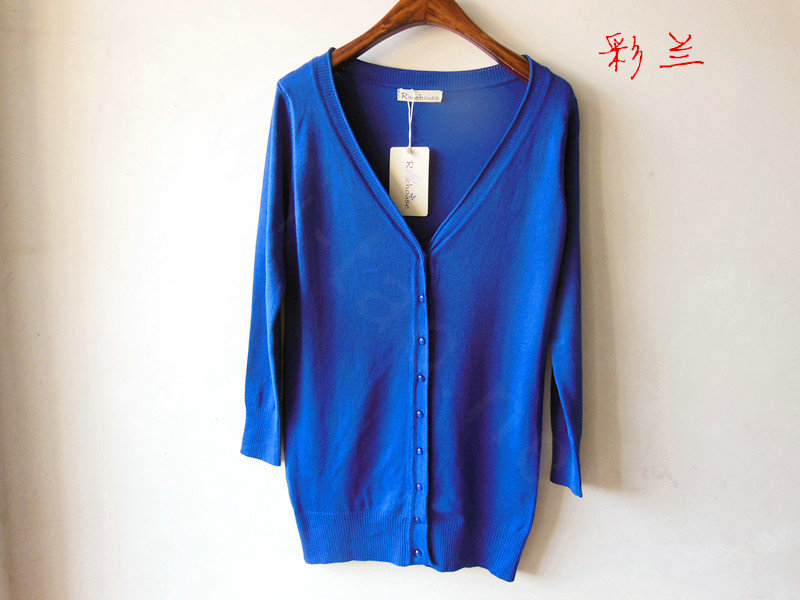 Autumn Winter Cardigans Solid Knitted Cardigan Sweater Slim Female All-Match Size - Blue