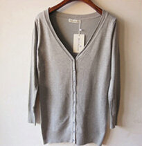 Autumn Winter Cardigans Solid Knitted Cardigan Sweater Slim Female All-Match Size - Grey