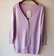 Autumn Winter Cardigans Solid Knitted Cardigan Sweater Slim Female All-Match Size - Purple