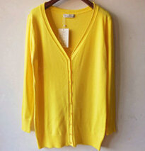 Autumn Winter Cardigans Solid Knitted Cardigan Sweater Slim Female All-Match Size - Yellow