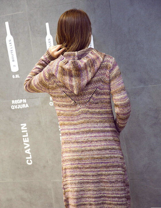 Fashion Sweater Female Striped Single Breasted Hooded Cardigan Pockets - Purple