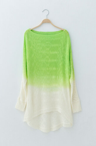 Gradient Sweater Women Cotton Hitz Dovetail Loose Thin Knit Shirt - Cyan