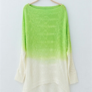 Gradient Sweater Women Cotton Hitz Dovetail Loose Thin Knit Shirt - Cyan