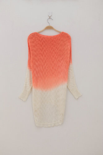 Gradient Sweater Women Cotton Hitz Dovetail Loose Thin Knit Shirt - Orange