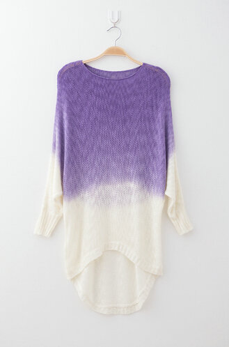 Gradient Sweater Women Cotton Hitz Dovetail Loose Thin Knit Shirt - Purple