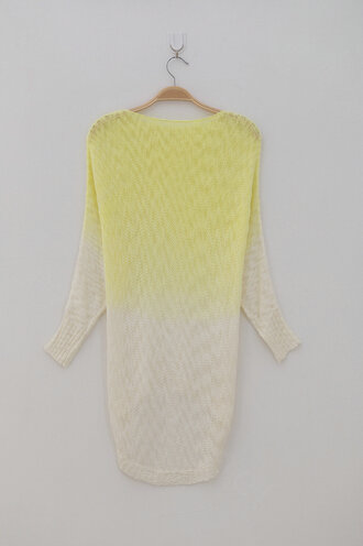 Gradient Sweater Women Cotton Hitz Dovetail Loose Thin Knit Shirt - Yellow