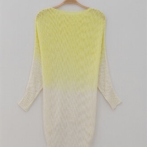Gradient Sweater Women Cotton Hitz Dovetail Loose Thin Knit Shirt - Yellow