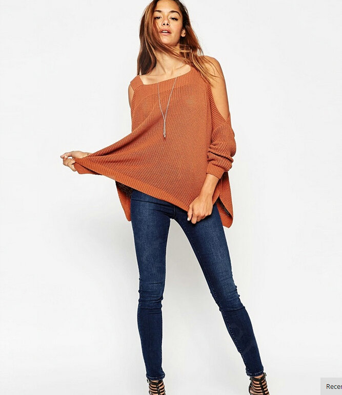 Sweater Girl Winter Hot Explosion Camisole Solid Loose Batwing Sleeve - Coffee