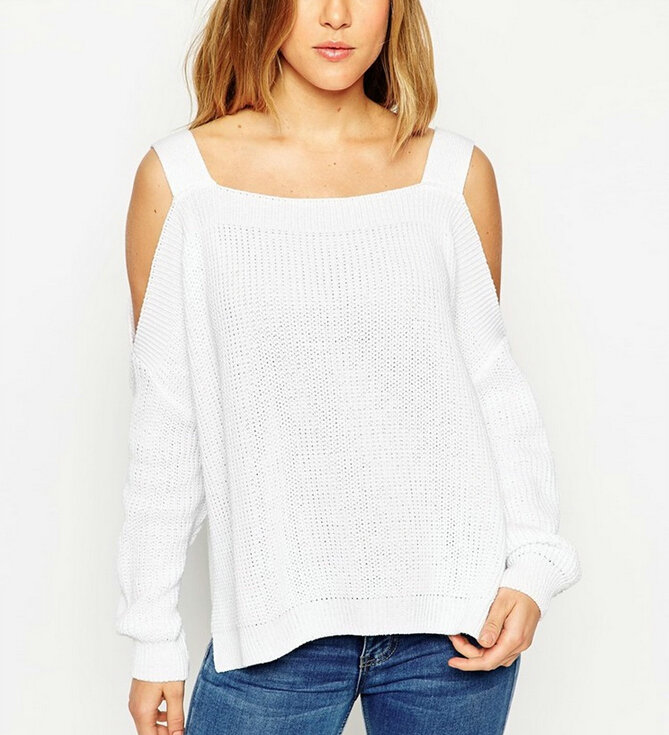 Sweater Girl Winter Hot Explosion Camisole Solid Loose Batwing Sleeve - White