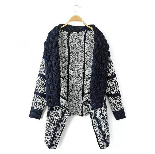 Sweater Hot Explosion Girls Fashion Turn-down Collar Cardigans Knitted - Blue