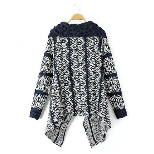 Sweater Hot Explosion Girls Fashion Turn-down Collar Cardigans Knitted - Blue