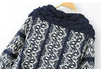Sweater Hot Explosion Girls Fashion Turn-down Collar Cardigans Knitted - Blue