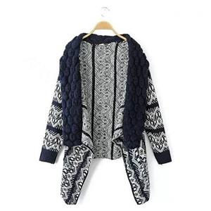 Sweater Hot Explosion Girls Fashion Turn-down Collar Cardigans Knitted - Blue