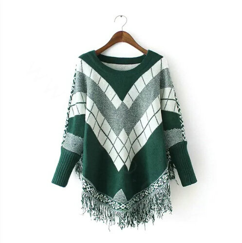Sweater Special Winter Cotton Thick Patchwork Women Tassel Explosion - Green