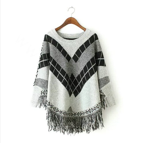 Sweater Special Winter Cotton Thick Patchwork Women Tassel Explosion - Grey