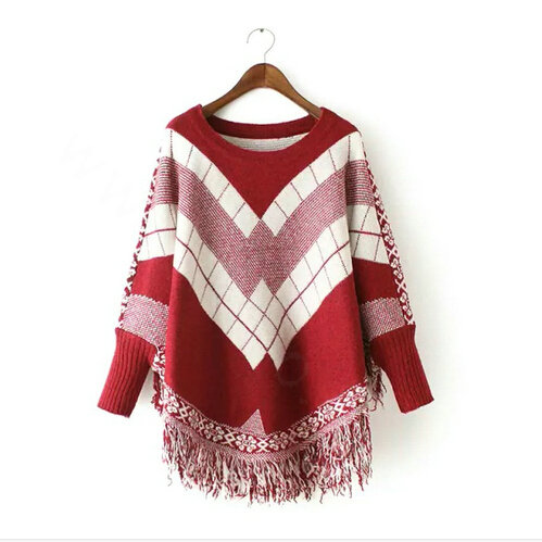 Sweater Special Winter Cotton Thick Patchwork Women Tassel Explosion - Red