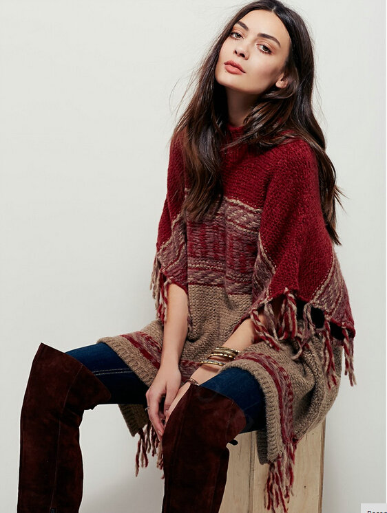 Sweater Tassel Fringe Batwing Sleeve Turtleneck Thick Loose Female - Red