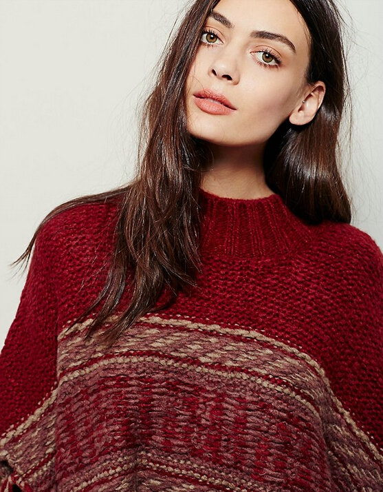 Sweater Tassel Fringe Batwing Sleeve Turtleneck Thick Loose Female - Red