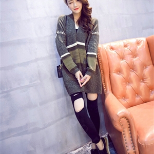 Sweater Winter Street Female Fashion Cardigan Coat Long Thick Warm - Green