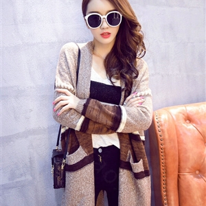 Sweater Winter Street Female Fashion Cardigan Coat Long Thick Warm - Khaki