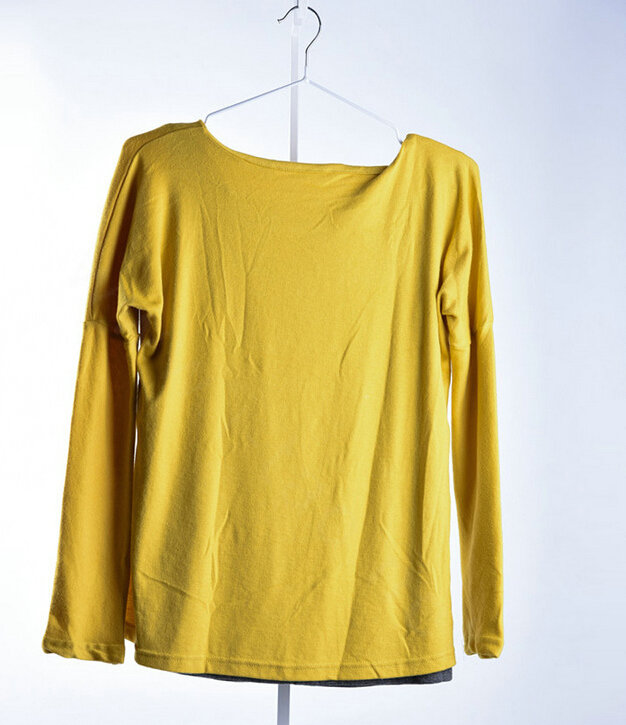 Sweater Women Fashion Casual Cotton Fake Two Knitted - Yellow
