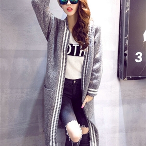 Sweater Women Street Fashion Cardigan Coat Cardigans Jacquard Thick Warm - Grey