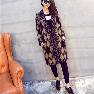 Temperament Winter Sweater Cardigan Coat Female Long Thick Warm - Black Khaki