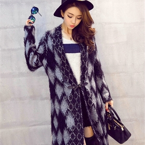 Temperament Winter Sweater Cardigan Coat Female Long Thick Warm - Black