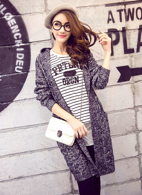 Winter Fashion Female Sweater Cardigan Jacket Thick Warm - Blue