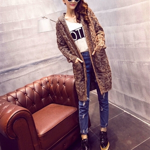 Winter Fashion Female Sweater Cardigan Jacket Thick Warm - Coffee