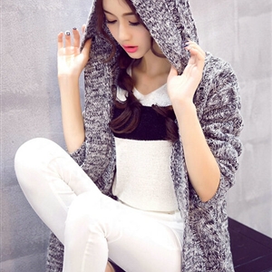 Winter Fashion Female Sweater Cardigan Jacket Thick Warm - Grey
