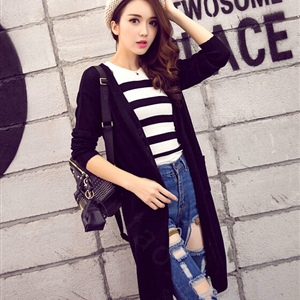 Winter Sweater Cardigan Flat Knitted Fashion Temperament Back Eyes - Black