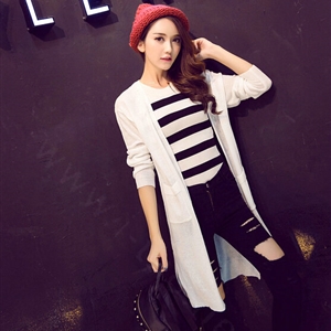 Winter Sweater Cardigan Flat Knitted Fashion Temperament Back Eyes - White